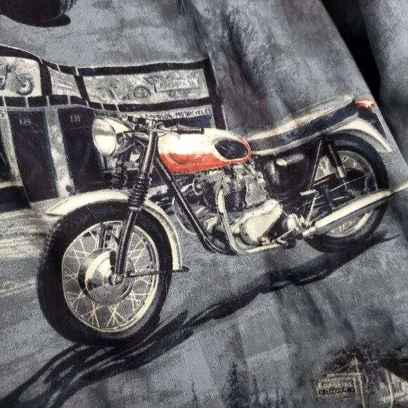 VTG Mens Classic Motorcycle Moto Shirt Button down Large Long Sleeve Cotton Bike - Picture 2 of 11